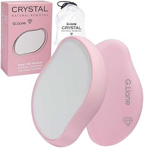 G.Liane Crystal Hair Eraser,Crystal Hair Remover and Exfoliator,Nano Glass Hair Remover Stone,Reusable Painless Physical Hair Removal Depilator for Men Women Quick Silky Smooth Skin (Pink)